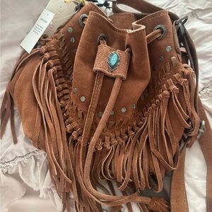 Shyanne Suede Fringe Hobo Bag - Tan
